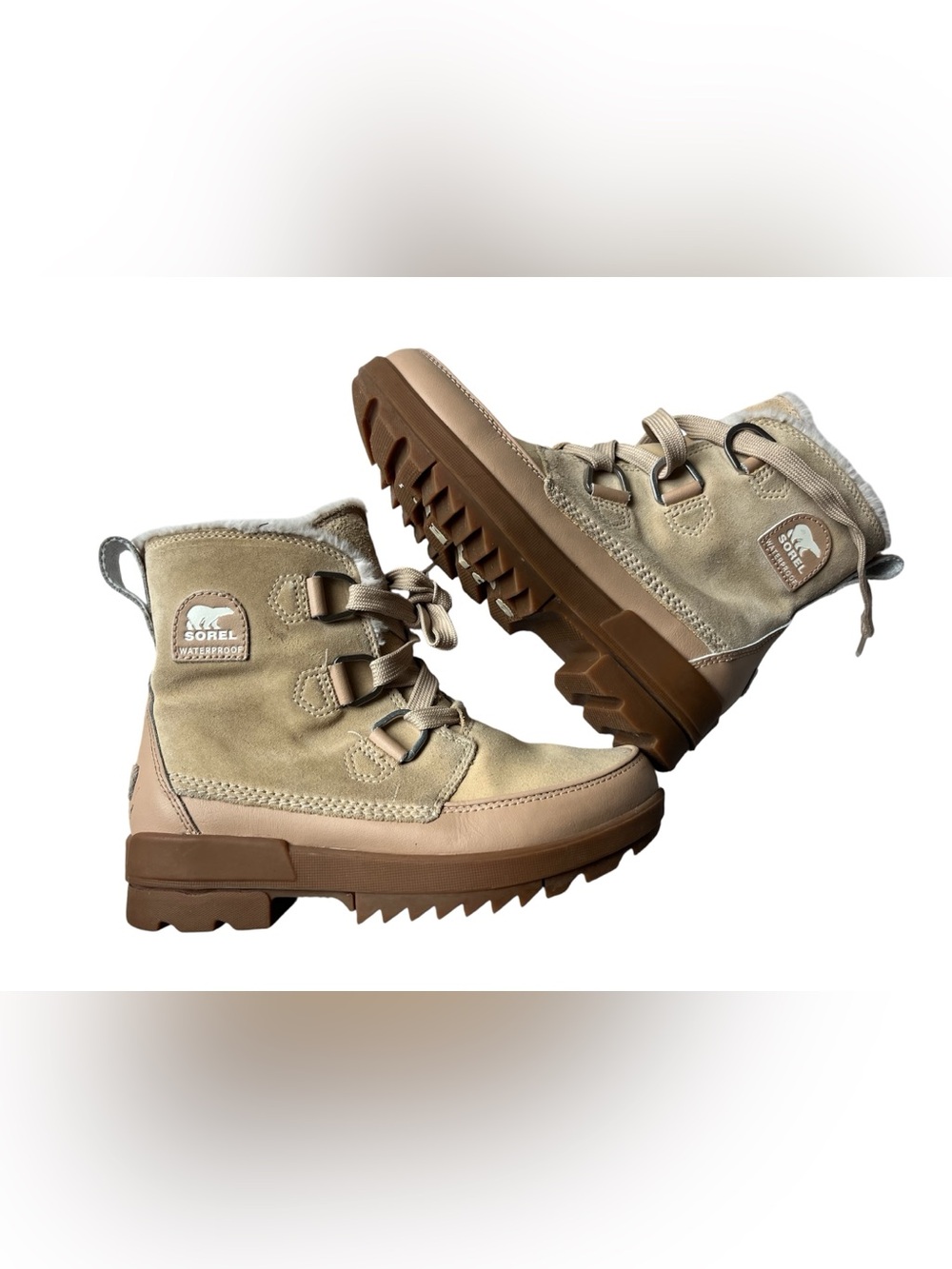 SOREL TIVOLI IV WATERPROOF SUEDE BOOTS NATURAL TAN WOMENS 8.5
